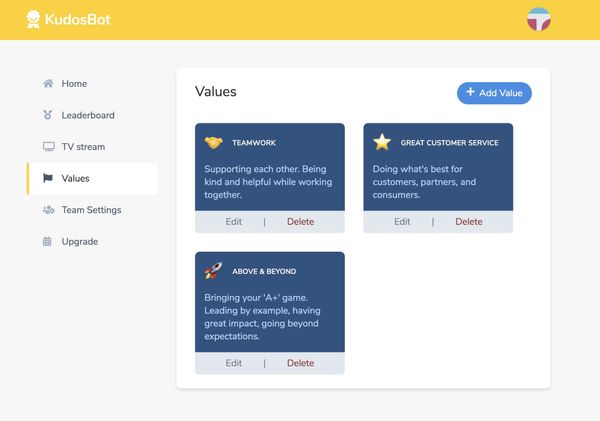 Introducing Company Values for KudosBot